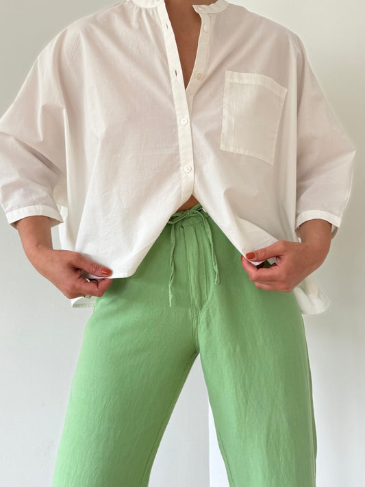 Vintage Avocado Silk & Linen Pants