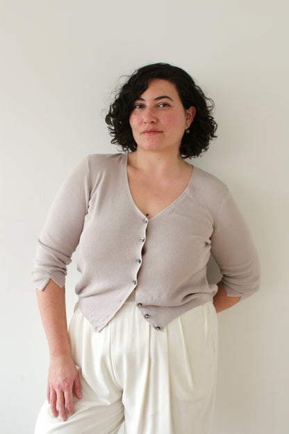 Vintage Ecru Knitted Silk Cardigan