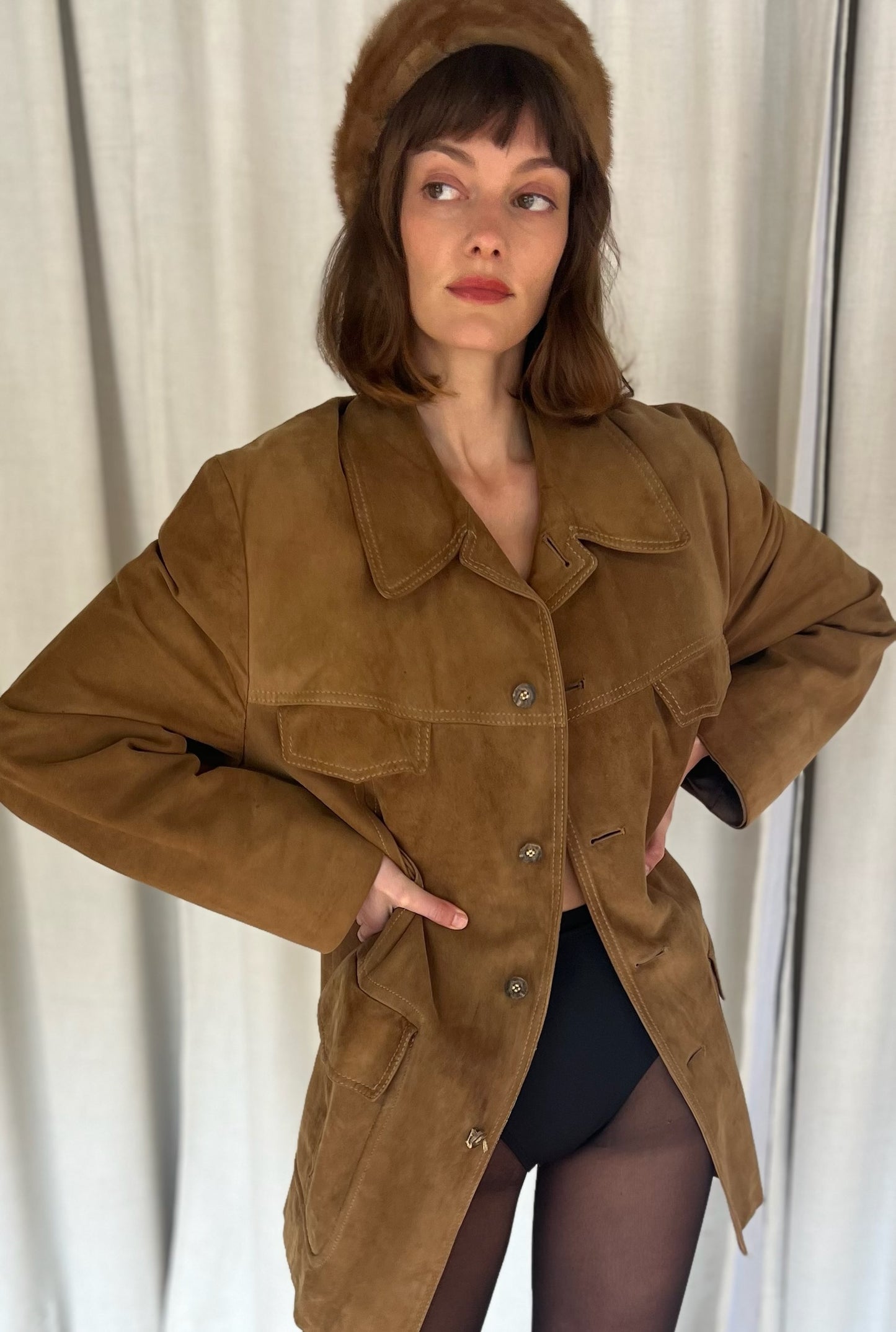 Vintage Russet Suede Chore Coat