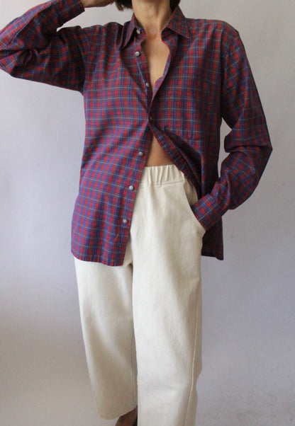 Vintage Yves Saint Laurent Crimson & Fern Plaid Button Up