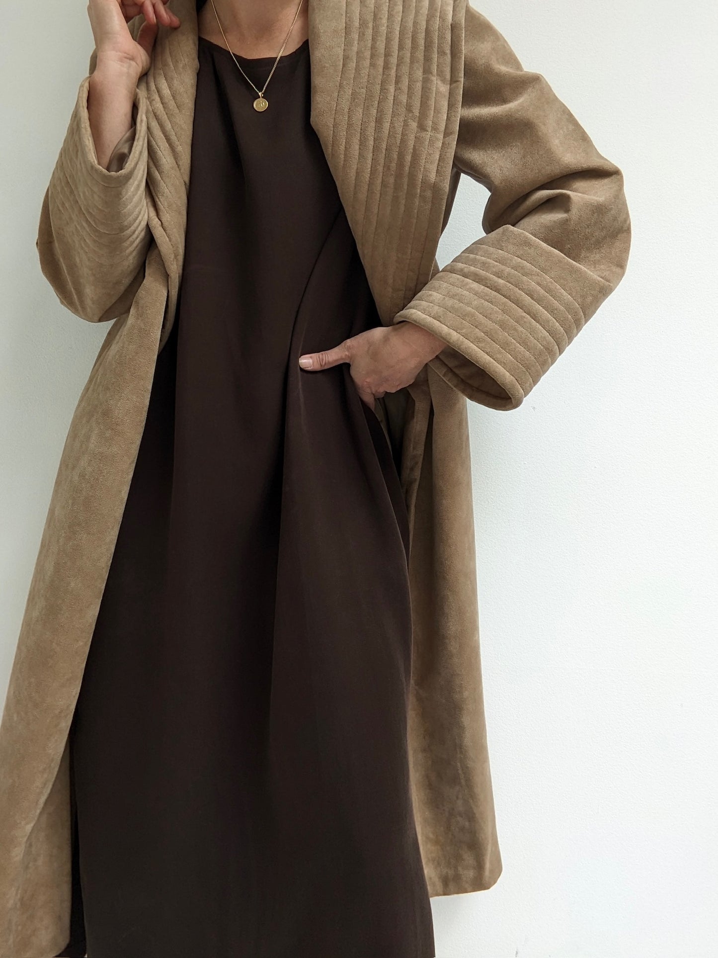 Vintage Vegan Suede Robe Coat