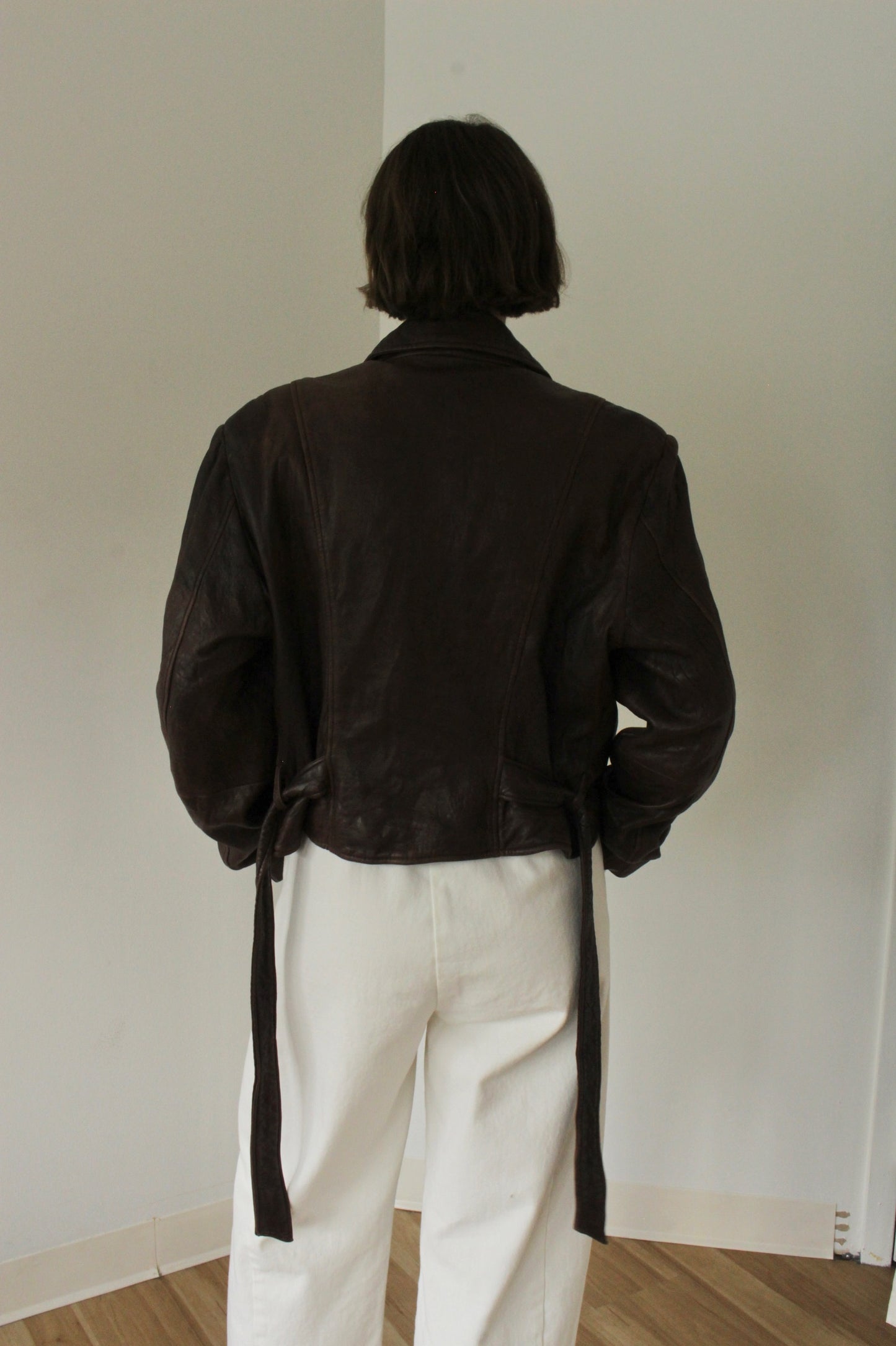 Incredible Vintage Chestnut Belted Leather Jacket