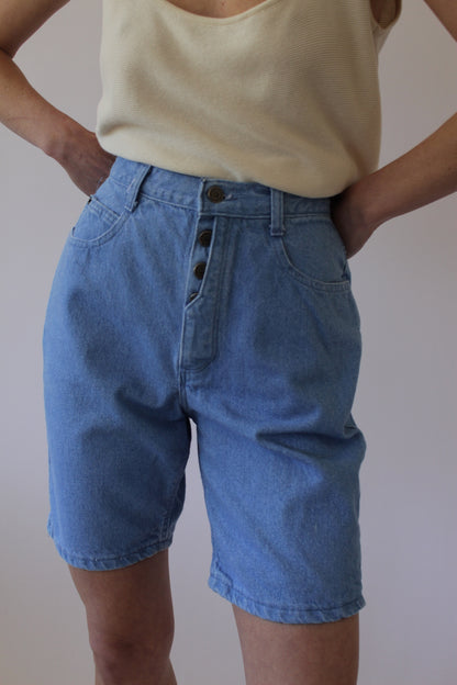 Vintage Button-Fly Blue Denim Shorts