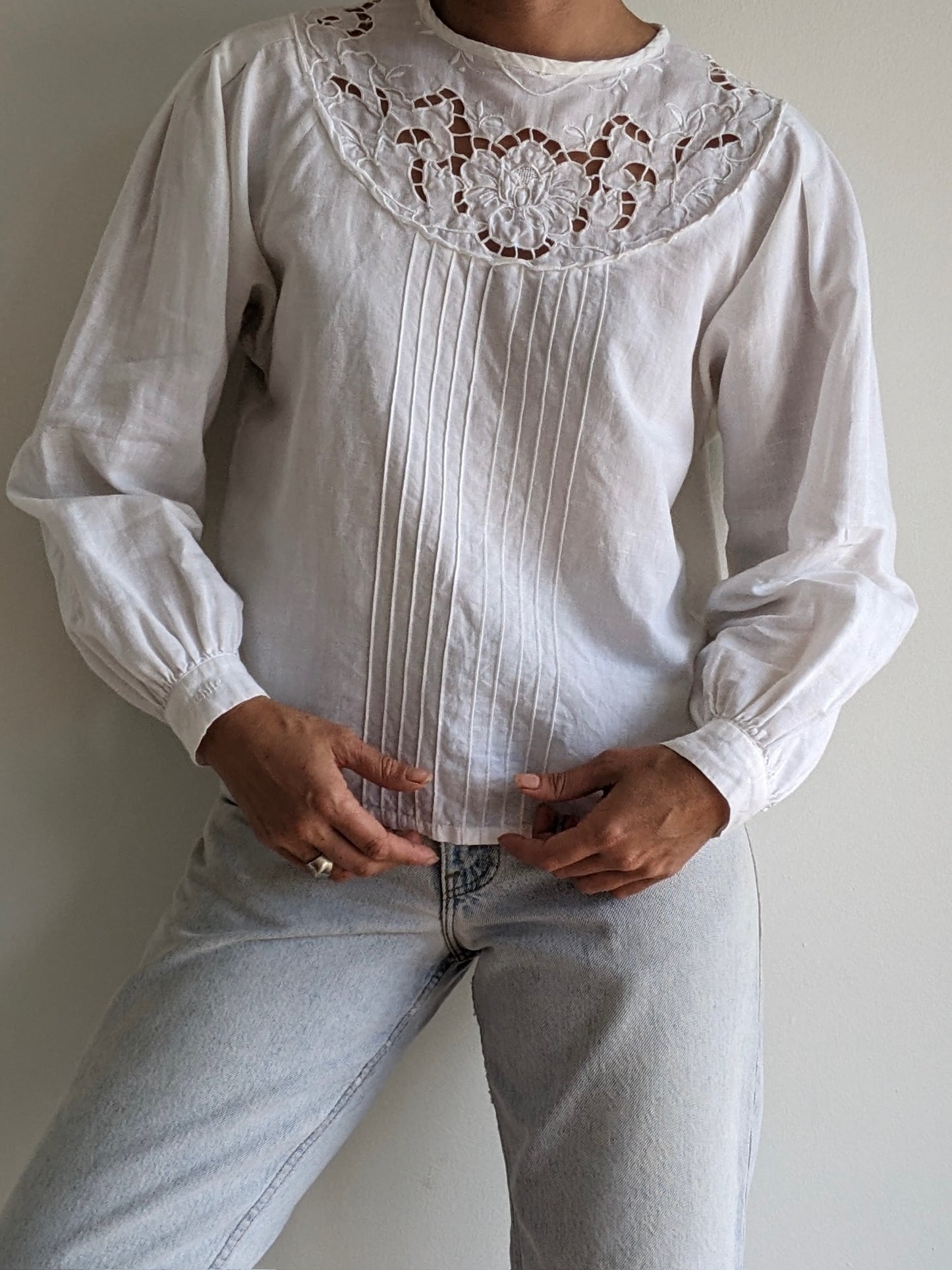 Vintage Ivory Linen Lace Blouse