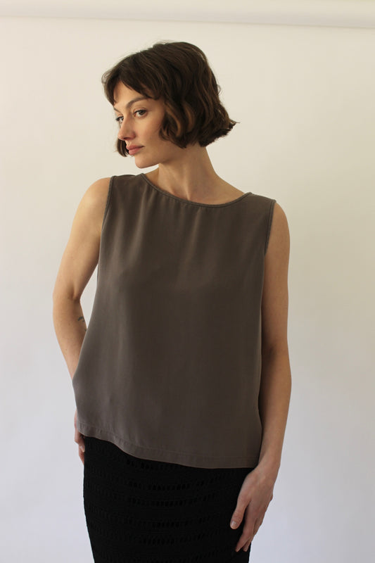 Vintage Taupe Silk Tank