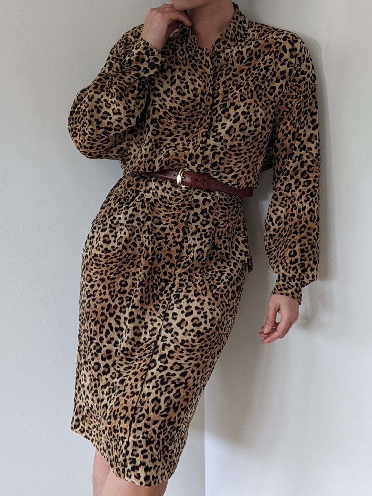 Statement Vintage Leopard Print Silk Dress