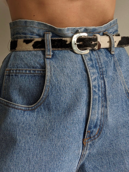 Vintage Printed Calf Hair Leather Belt
