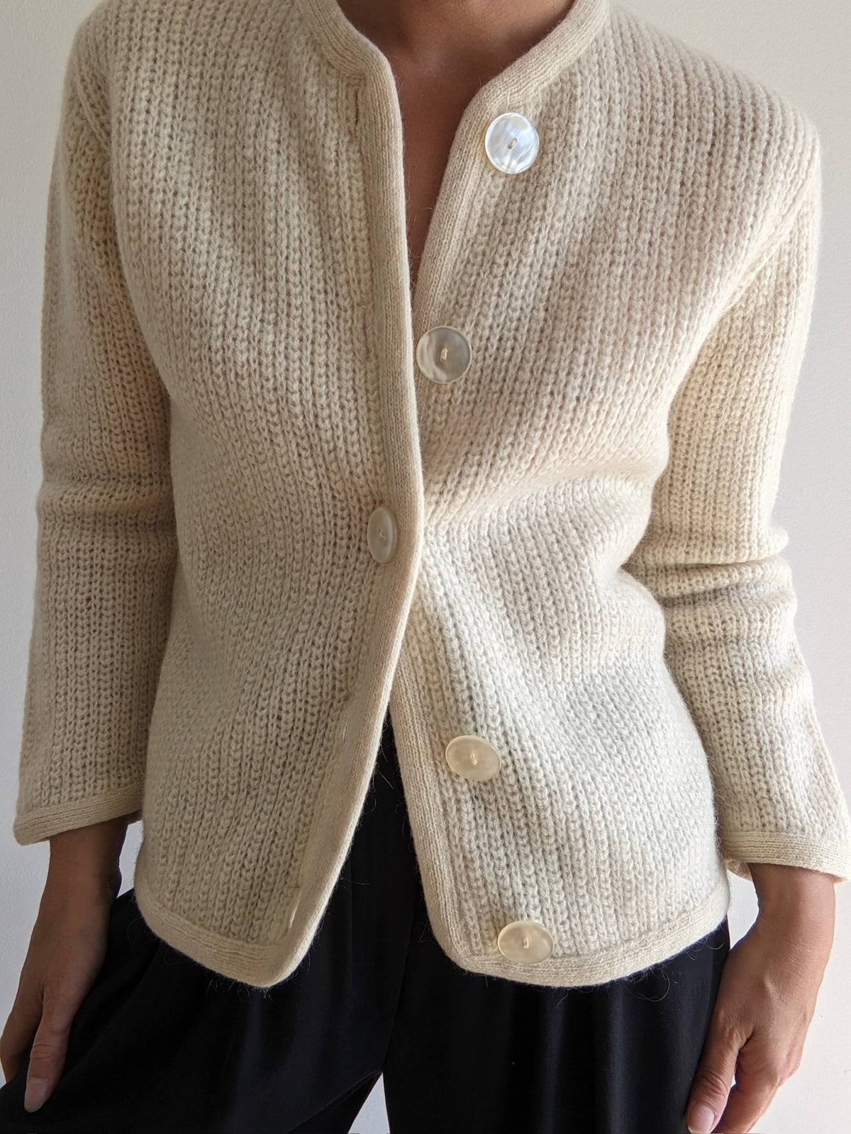 Beautiful Vintage Buttercream Mohair Cardigan