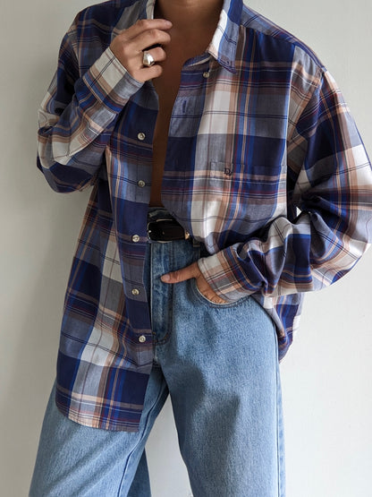 Vintage Christian Dior Embroidered Plaid Shirt