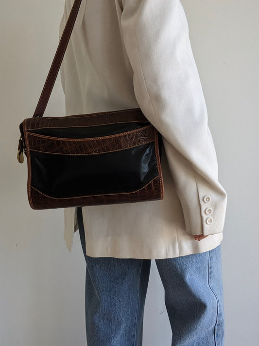 Amazing Vintage Brahmin Two-Toned Leather Bag