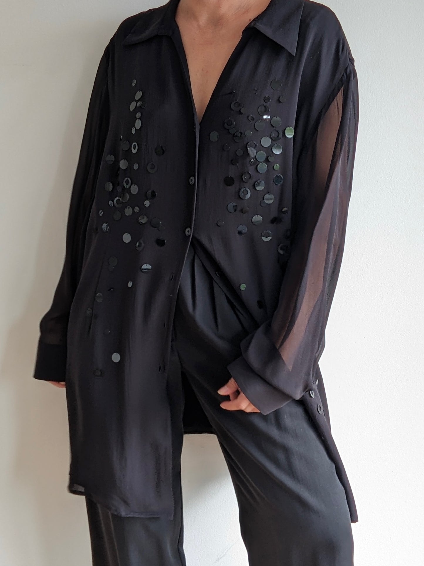 Vintage Sequined Sheer Silk Tunic