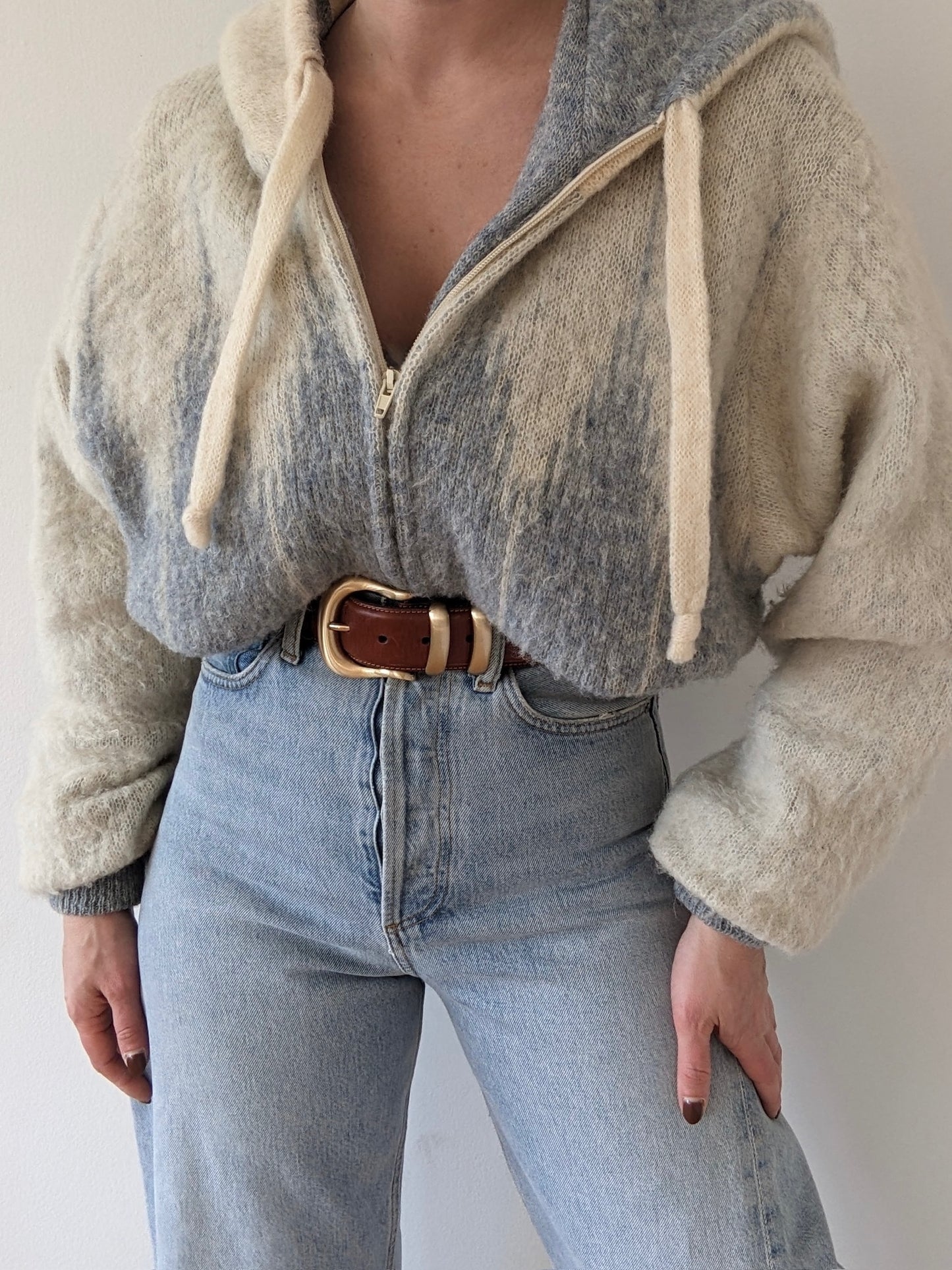 Vintage Icelandic Wool Hooded Zip Jacket