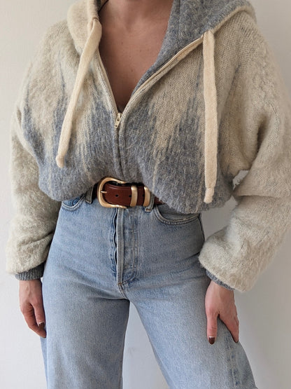 Vintage Icelandic Wool Hooded Zip Jacket