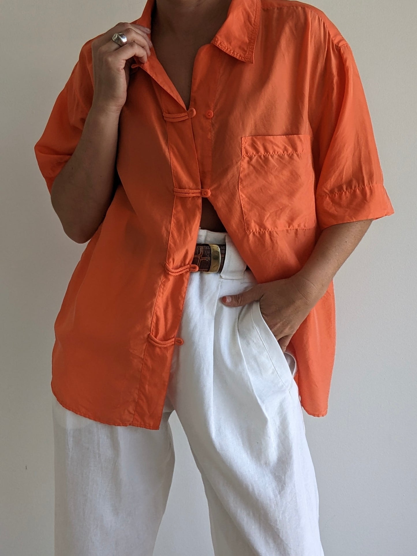 Vintage Bold Citrus Silk Blouse