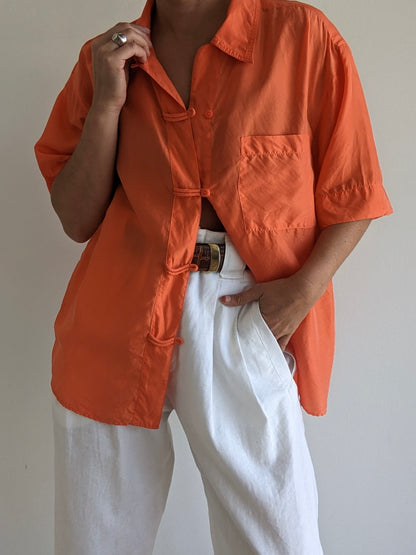 Vintage Bold Citrus Silk Blouse