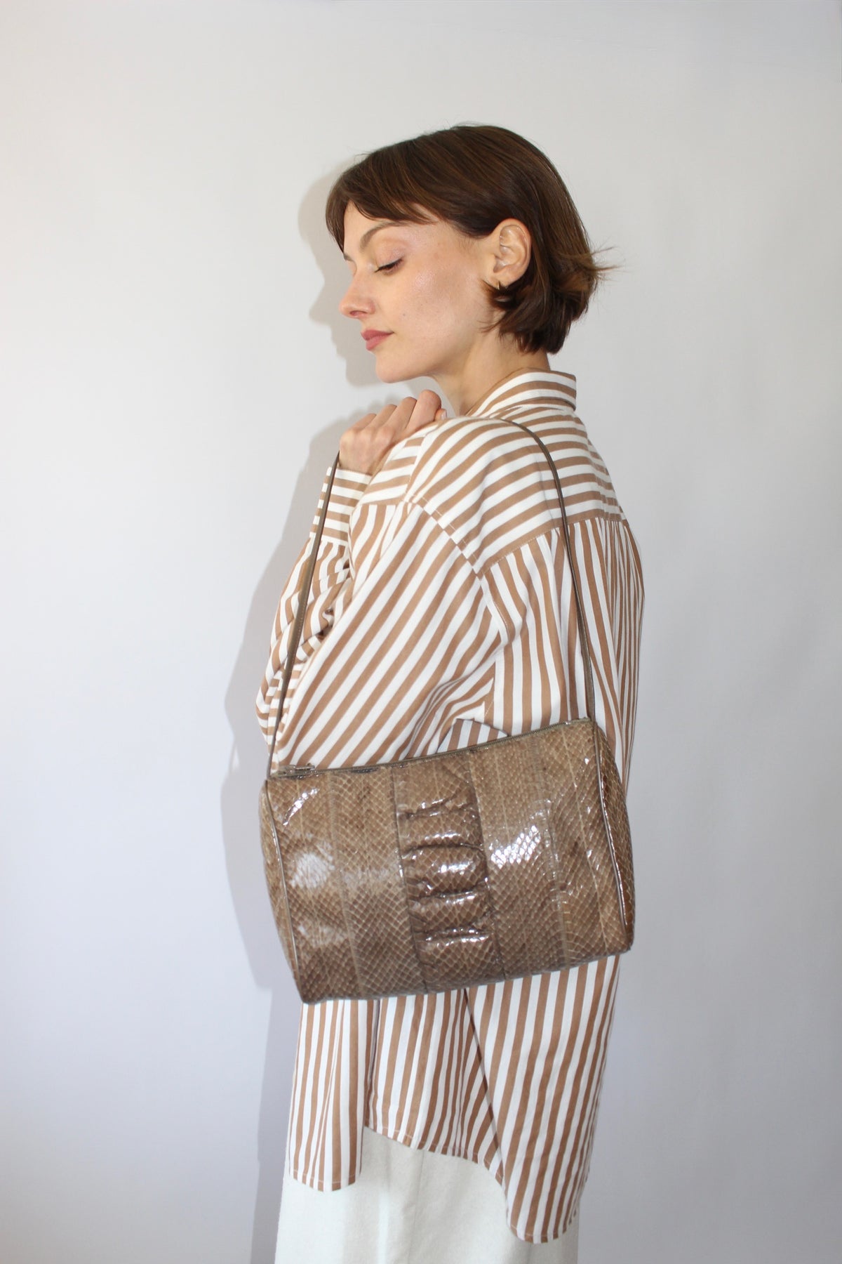 Vintage Taupe Genuine Snakeskin Purse