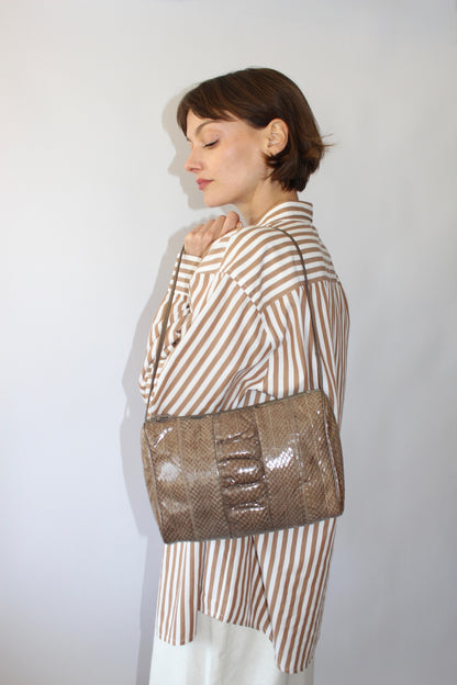 Vintage Taupe Genuine Snakeskin Purse