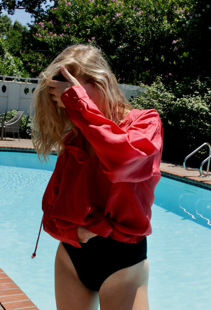 Favorite Vintage Chili Silk Hooded Henley