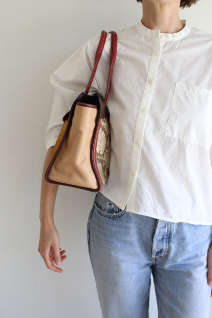 Incredible Henri Bendel Tonal Leather & Snakeskin Bag