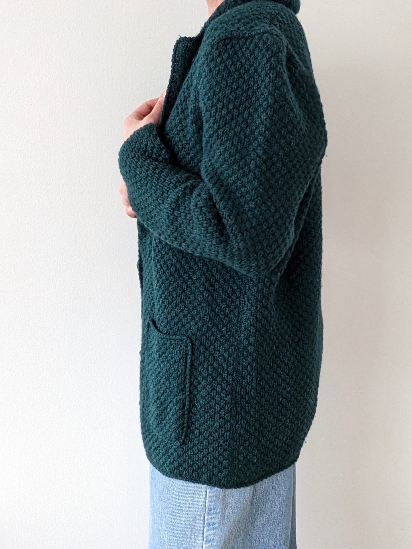 Vintage Evergreen Woven Wool Cardigan