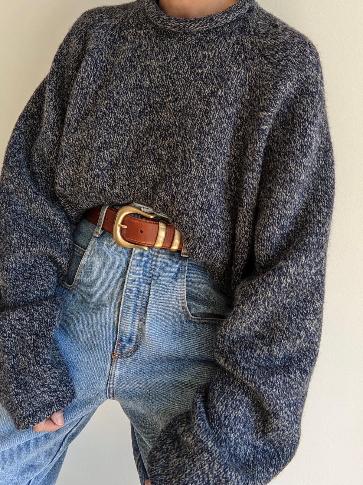 Vintage Speckled Midnight Wool Sweater