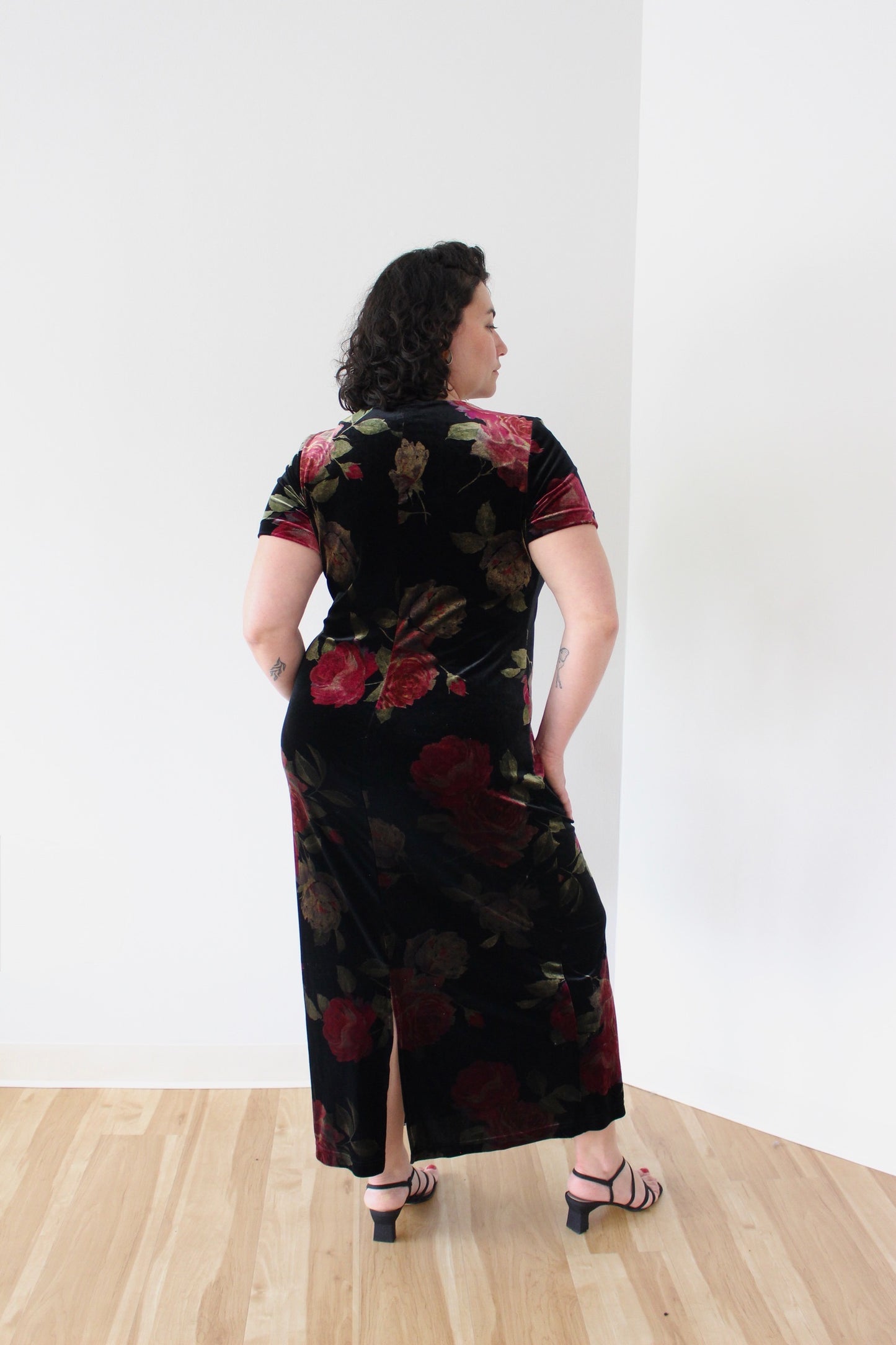 90s Floral Velvet Dress