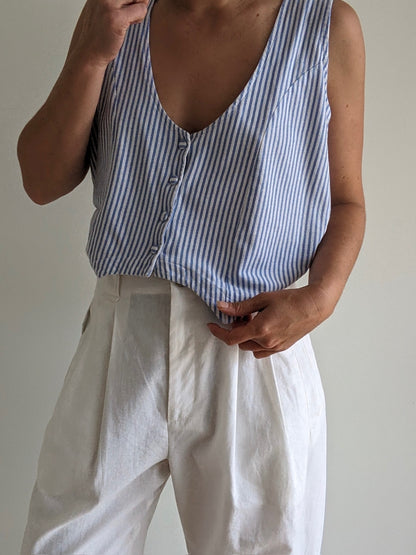 90s Cropped Sky Striped Vest