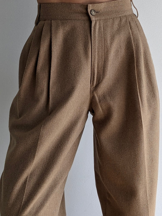 Gorgeous Vintage Pleated Butterscotch Wool Trousers