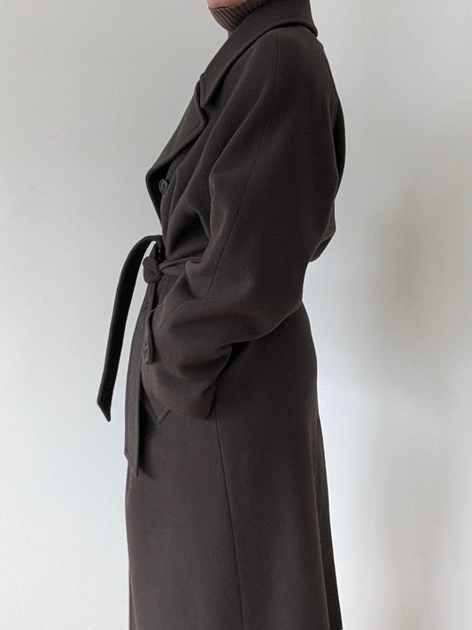 Vintage Belted Mushroom Wool Robe Coat
