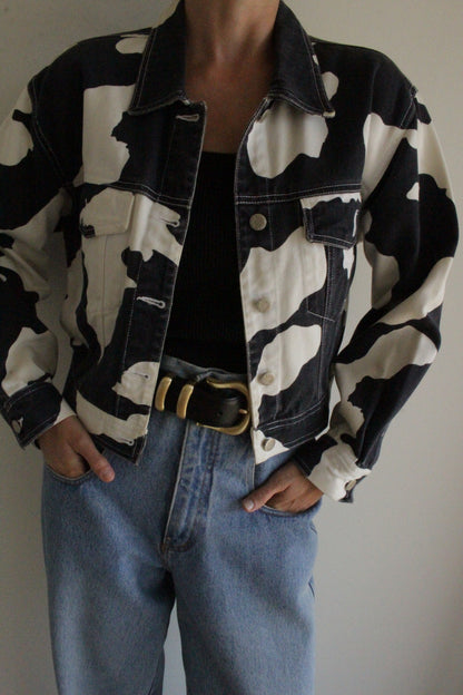Favorite Vintage Cow Print Denim Jacket