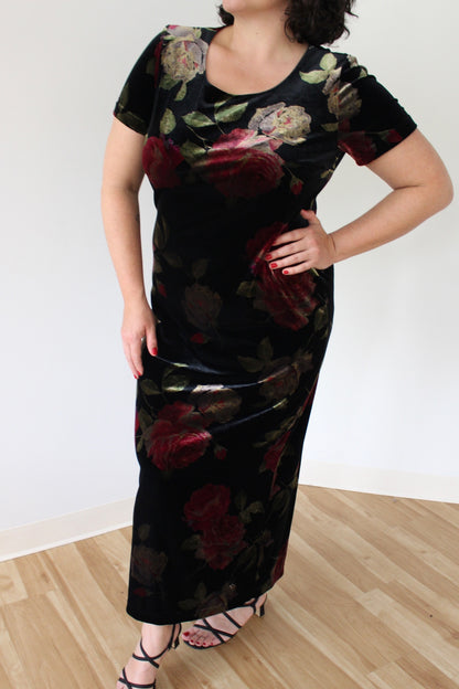 90s Floral Velvet Dress