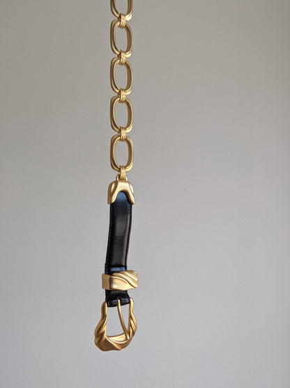 Amazing Vintage Gold Chain & Italian Leather Belt