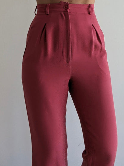 Vintage Calvin Klein Strawberry Silk Trousers