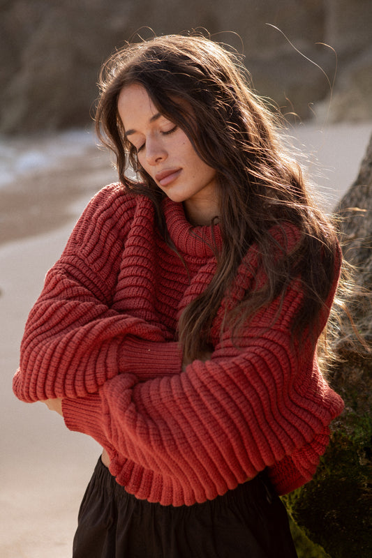 Romy Pima Cotton Balloon Sleeve Sweater