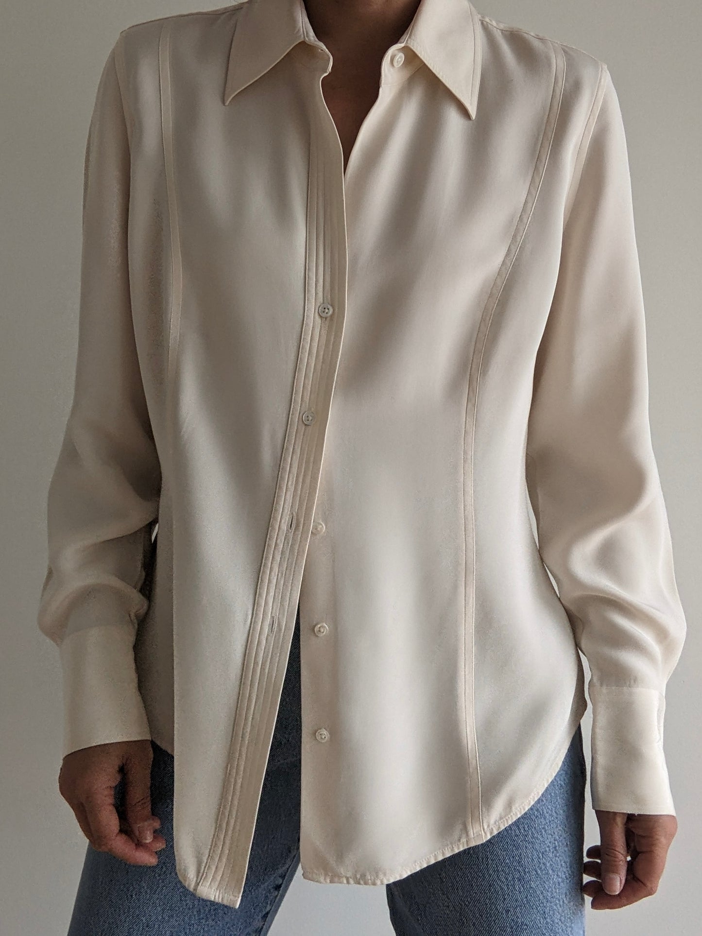 Vintage Cream Silk Blouse