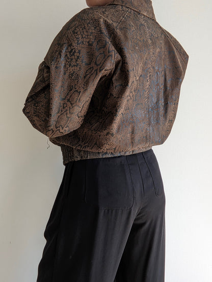 Amazing Vintage Snake-Embossed Leather Bomber