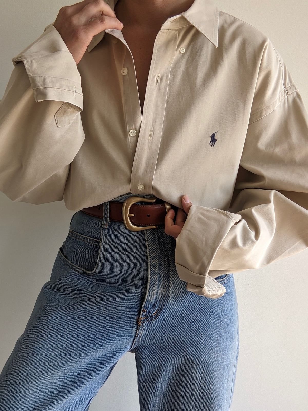 90s Ralph Lauren Sand Cotton Shirt