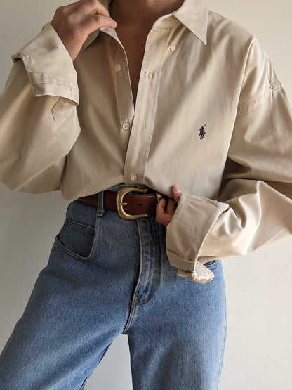 90s Ralph Lauren Sand Cotton Shirt