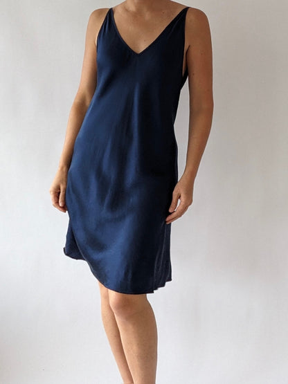 Gorgeous Vintage Navy Silk Slip Dress