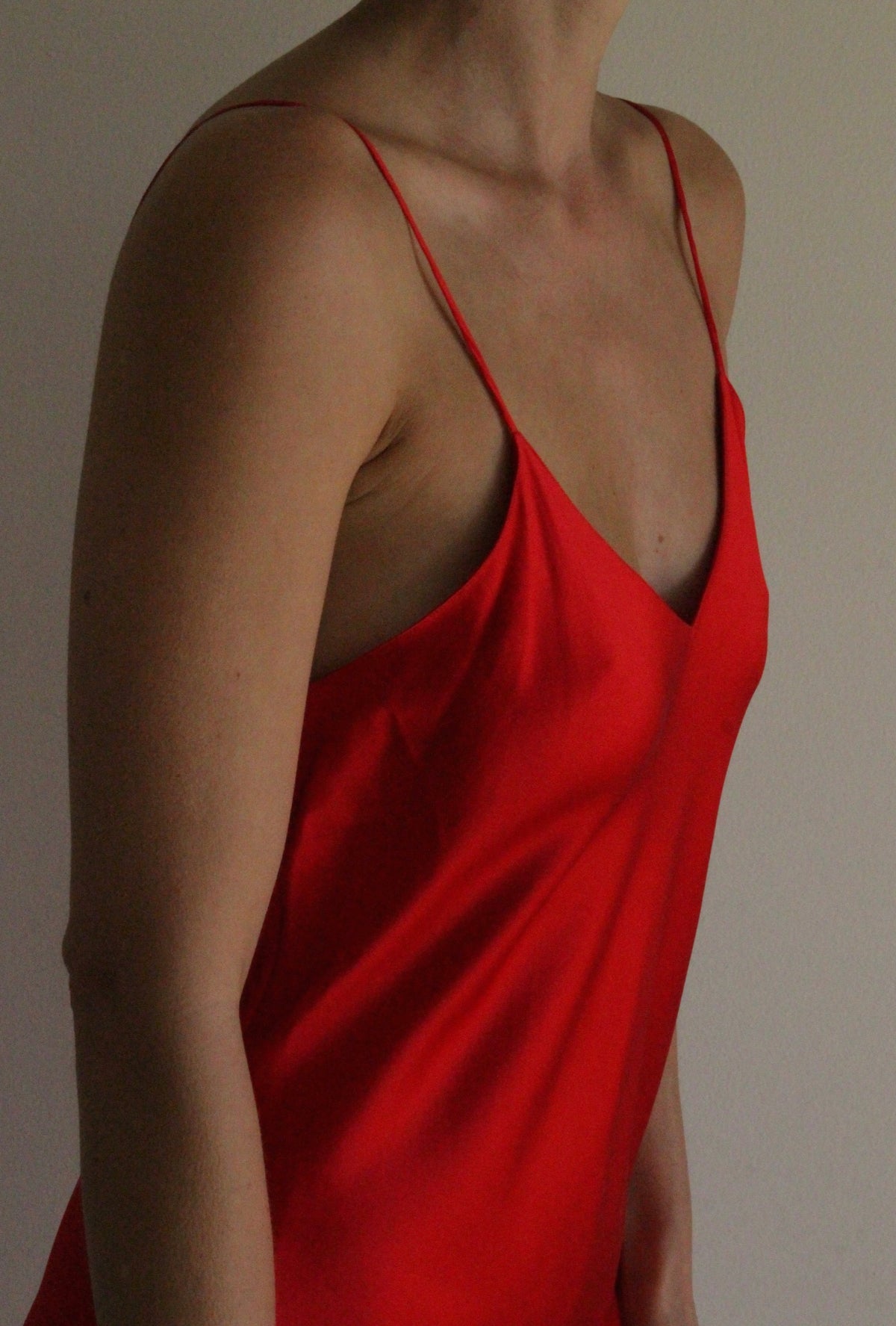 Vintage Rose Red Satin Silk Slip