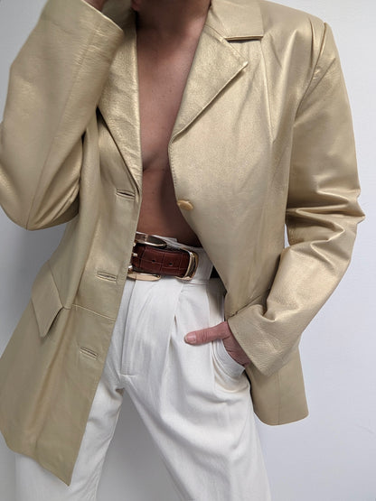 Vintage Pale Gold Leather Jacket