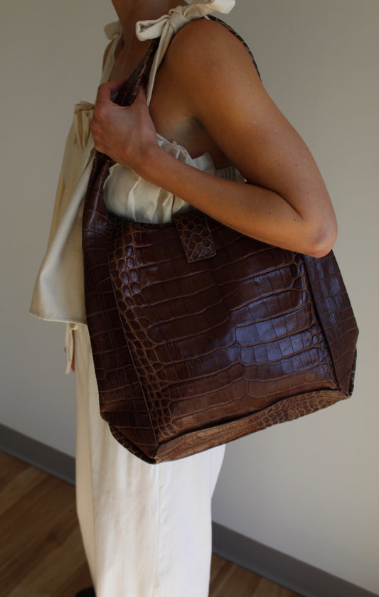 Vintage Donald Pliner Large Embossed Leather Bag