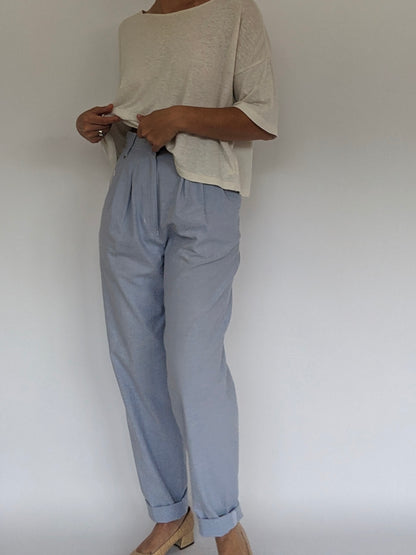 Vintage Pleated Chambray Trousers