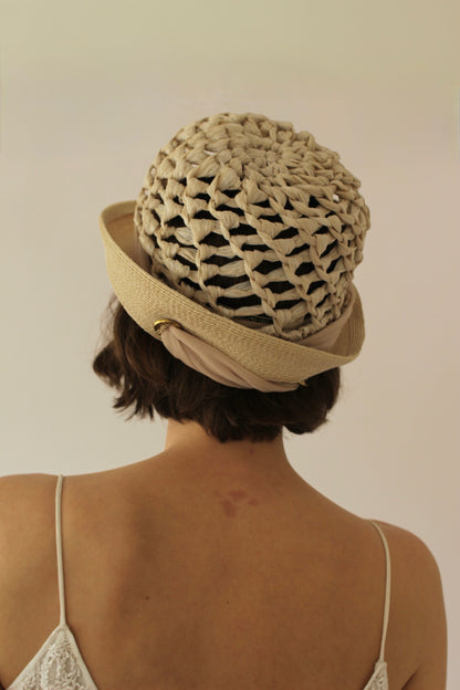 Incredible Vintage Woven Cloche Hat