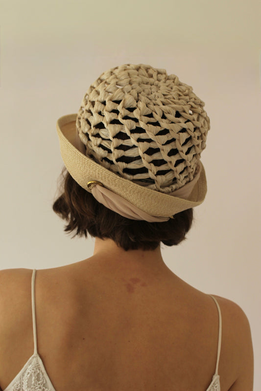 Incredible Vintage Woven Cloche Hat