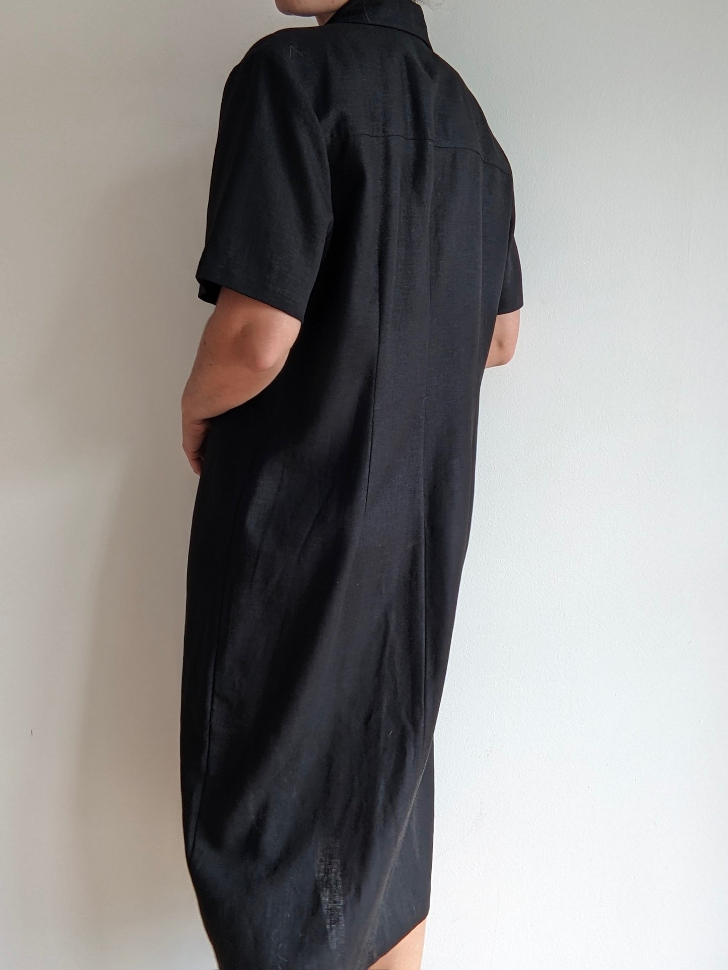 Vintage Black Linen Market Dress