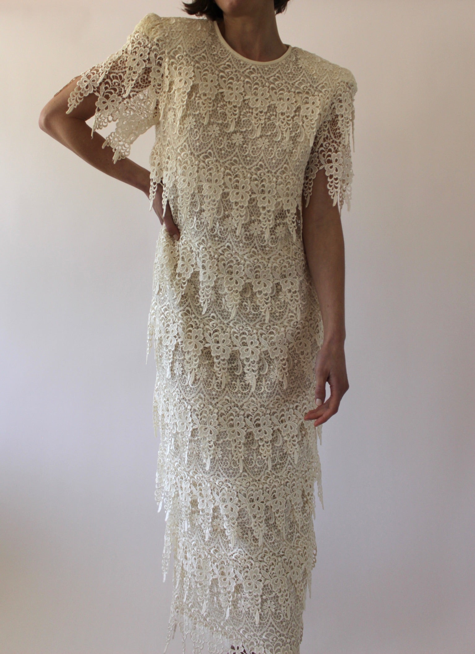 Lovely Vintage Vanilla Tiered Lace Dress – NA NIN