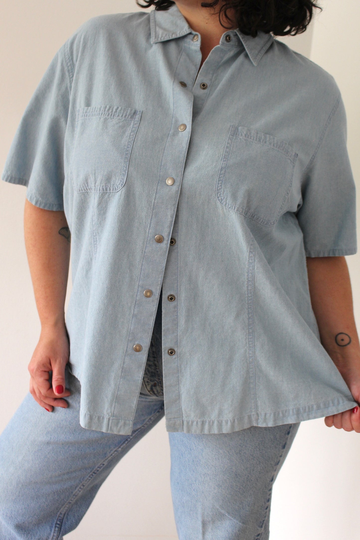 Vintage Chambray Snap Button Shirt