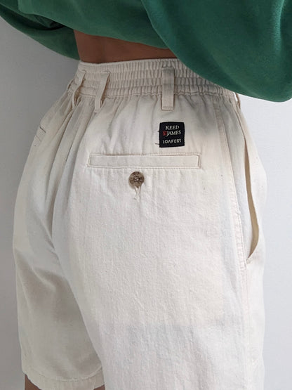 Vintage Bone Cotton Twill Leisure Shorts