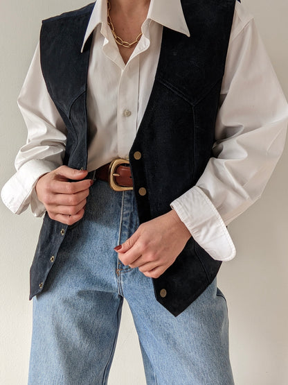 Vintage Midnight Suede Snap Vest